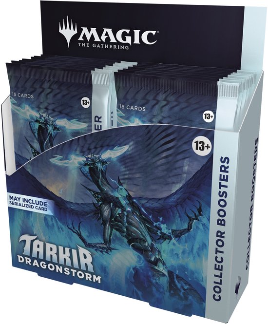 Tarkir Dragonstorm Collector Booster Box van Magic The Gathering met 15 kaarten per booster. Beperkte uitgave voor verzamelaars en fans.