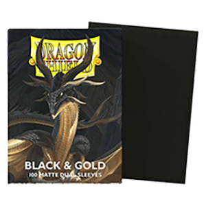 100 Dragon Shield Sleeves - Matte Dual Black & Gold